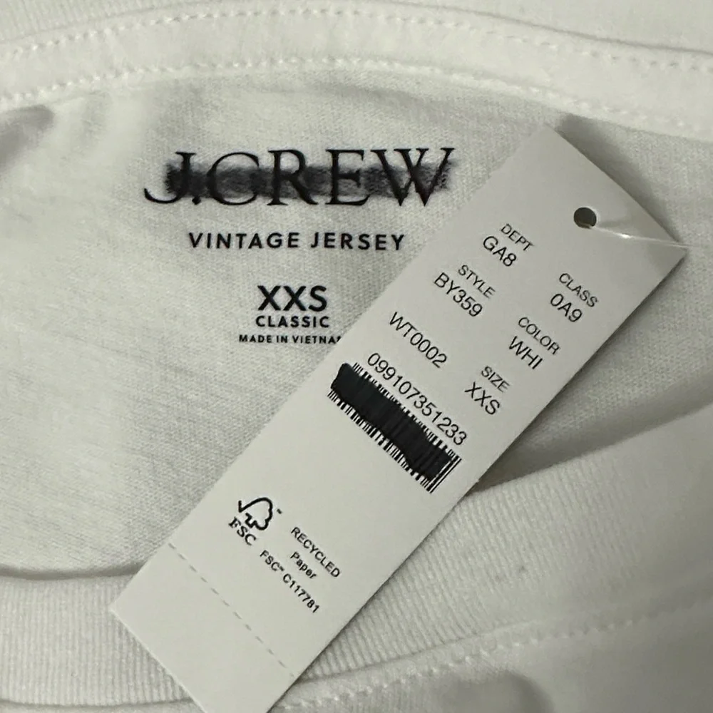 J. CREW‎ Vintage jersey classic-fit crewneck T-shirt Short Sleeve White Size XXS